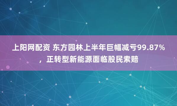 上阳网配资 东方园林上半年巨幅减亏99.87%，正转型新能源面临股民索赔