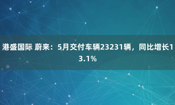 港盛国际 蔚来：5月交付车辆23231辆，同比增长13.1%