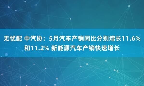 无忧配 中汽协：5月汽车产销同比分别增长11.6%和11.2% 新能源汽车产销快速增长