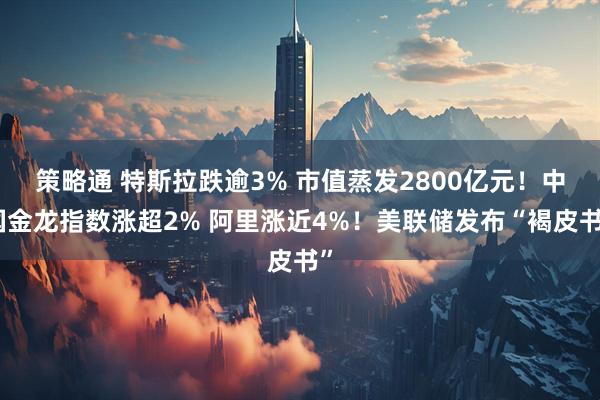 策略通 特斯拉跌逾3% 市值蒸发2800亿元！中国金龙指数涨超2% 阿里涨近4%！美联储发布“褐皮书”